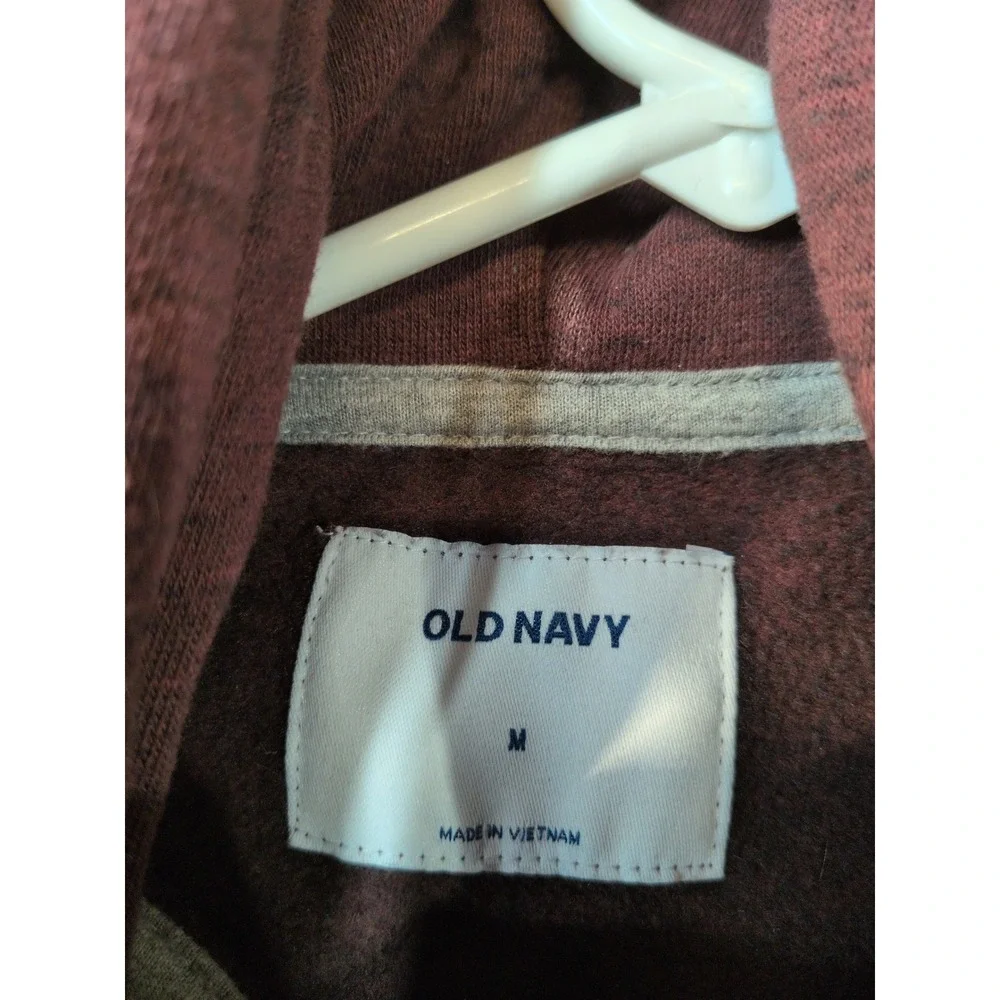 Old Navy Mens M Burgundy Heathered Full Zip Fleece Hoodie Pockets Maroon